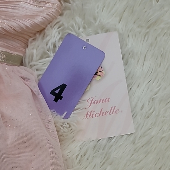 Pink Pleated Midi Dress, Girls Size 4 - Picture 3 of 5